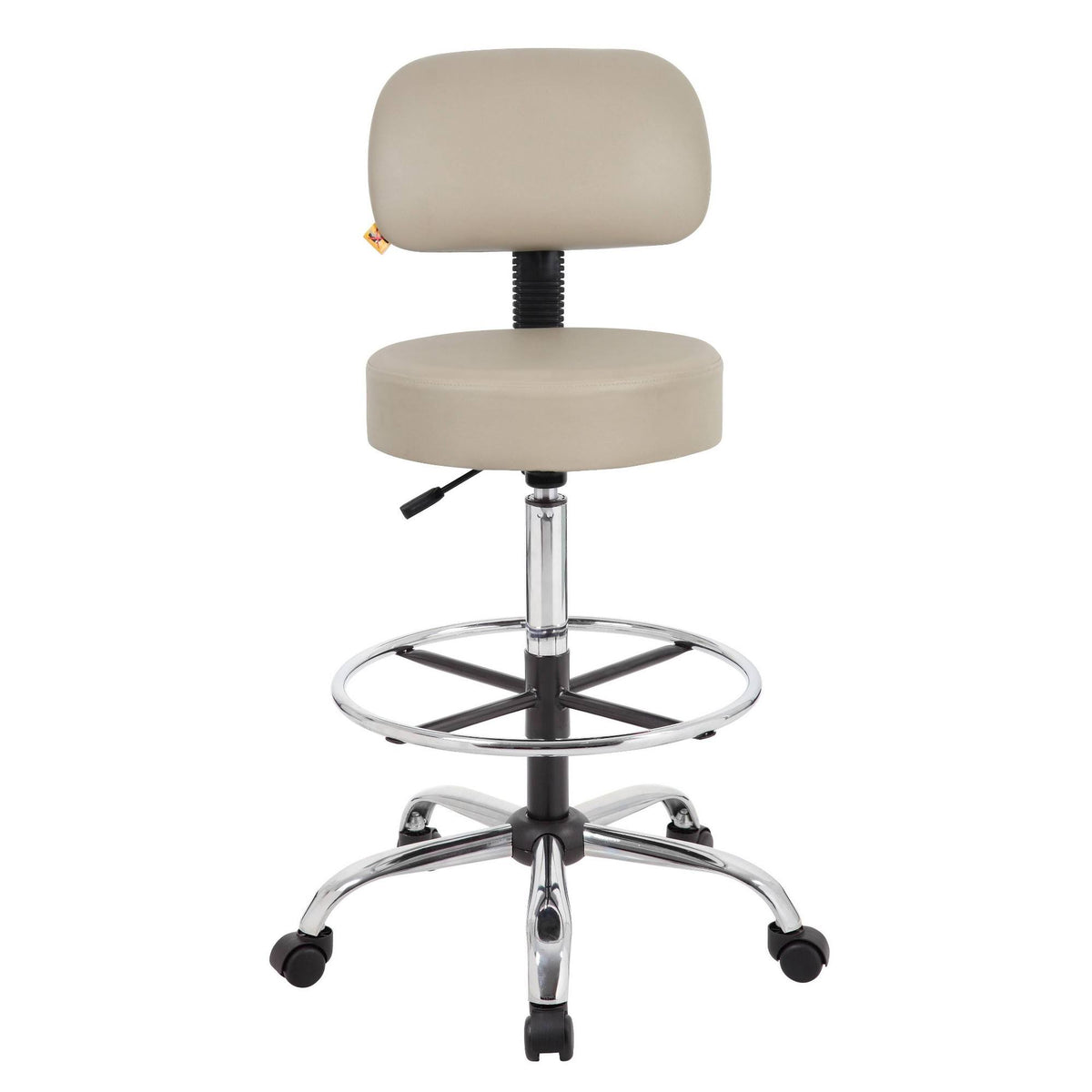 Beige Caressoft Medical Drafting Stool with Back Cushion E578936
