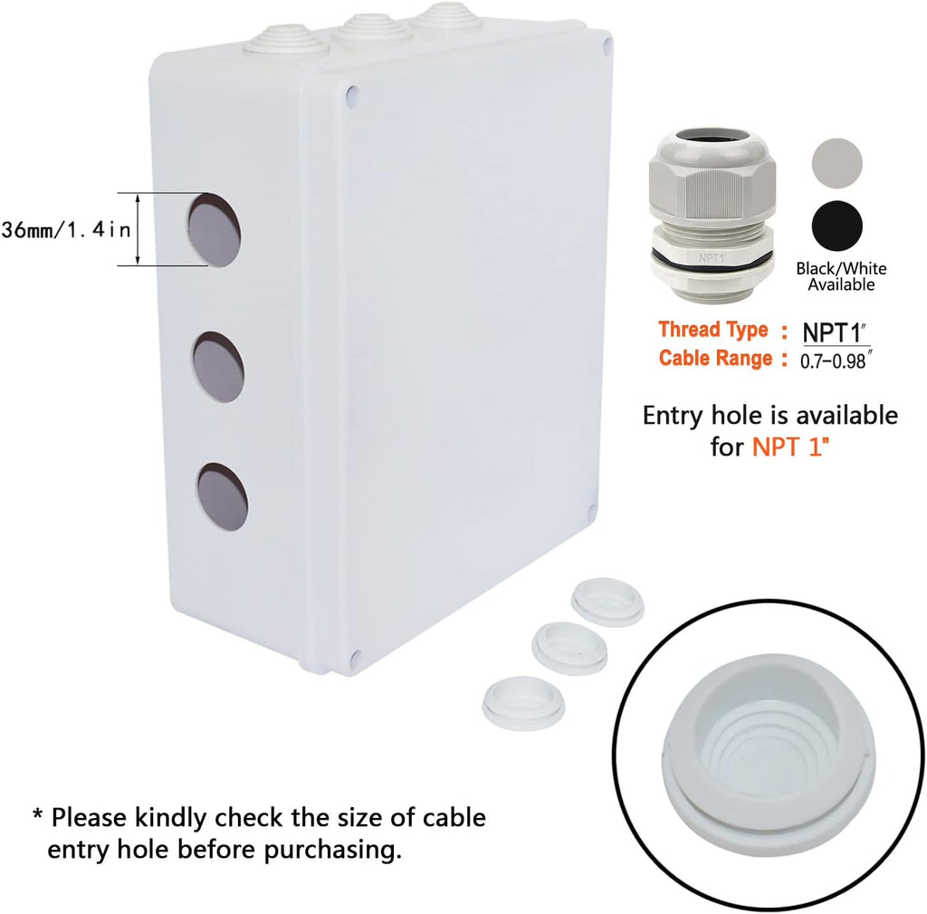 White ABS Plastic IP65 Junction Box 11.8 x 9.8 x 4.7 inch Pack of 2 P506
