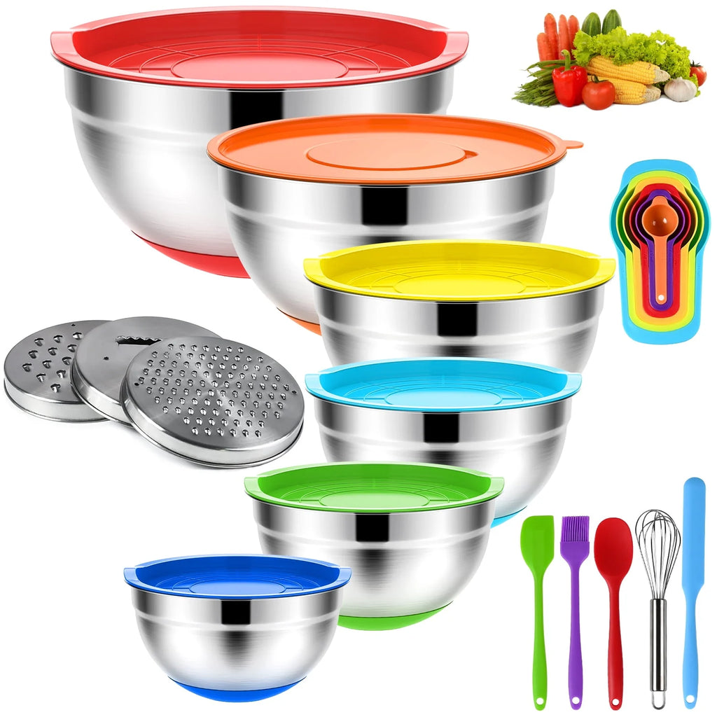 20 Pcs Stainless Steel Mixing Bowls Set with Lids Q1519