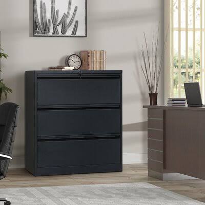 Black 3-Drawer Lateral Filing Cabinet D708895