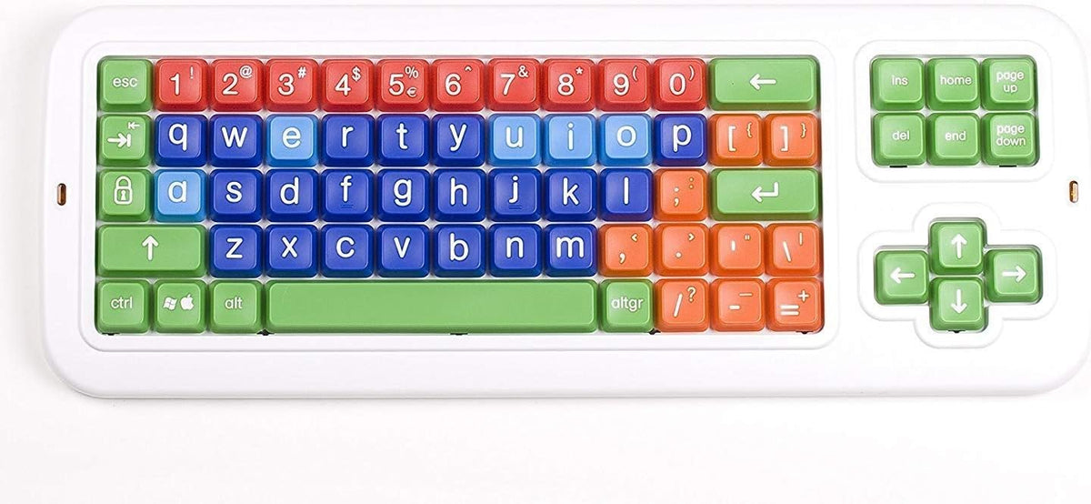 Bundle Adults/Children: Mouse + Large Print Mechanical Keyboard Spill Proof Lower Case Color Coded Matching Mouse Optical Ergonomic USB Easy Slide Design B496340