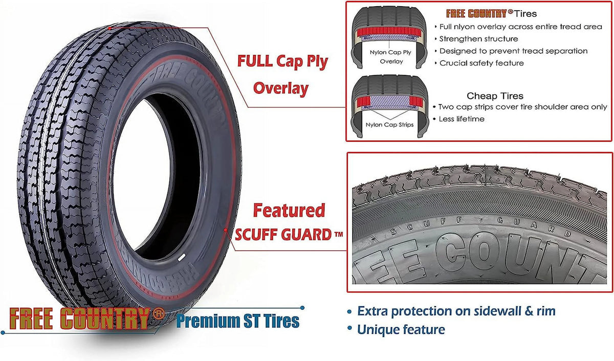 Set 4 Trailer Radial Tires ST225/75R15 10 Ply Load Range E S224