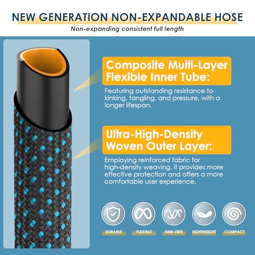 100 ft Flexible Non-Expanding Garden Hose with 10 Function Spray Nozzle M478299