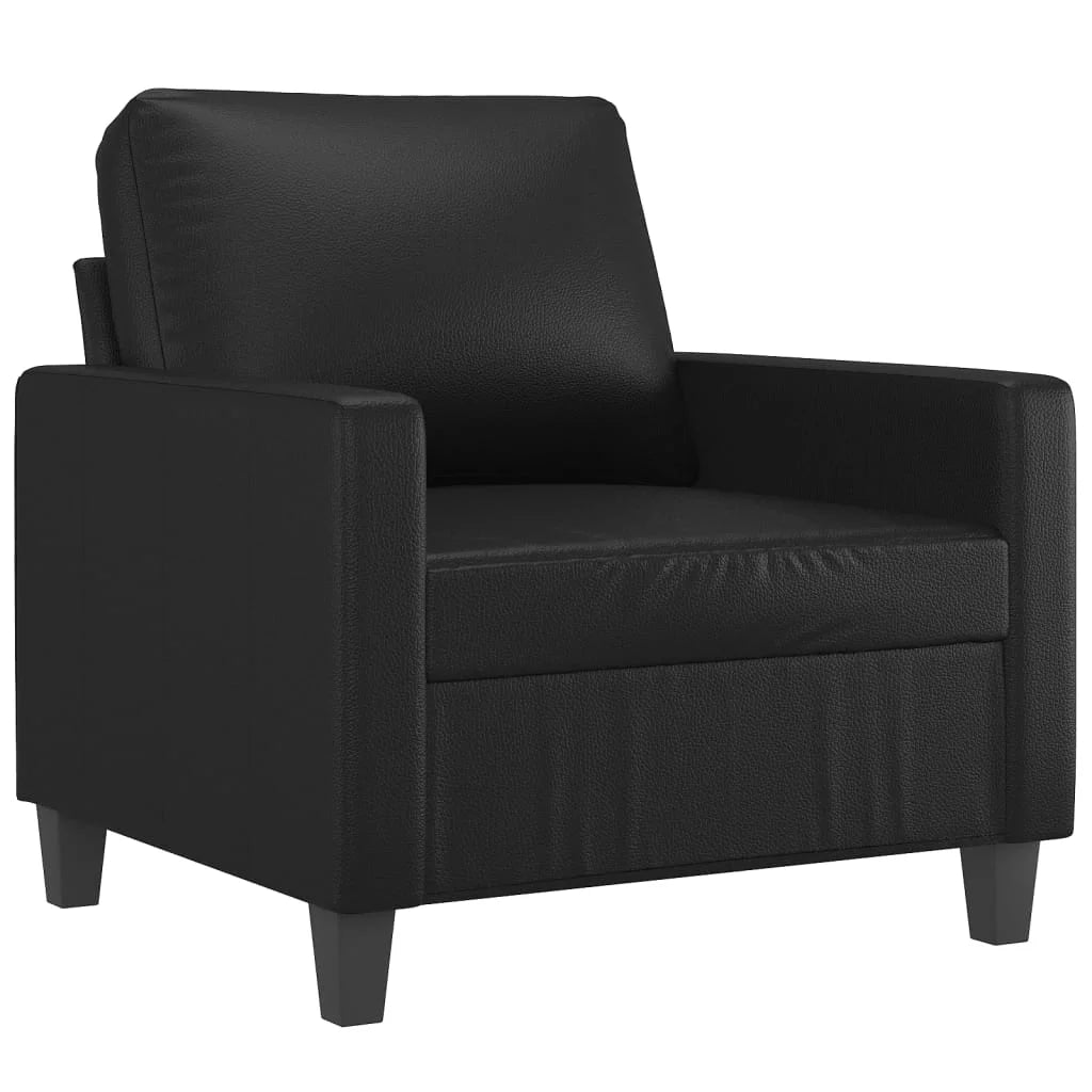 Black Faux Leather Sofa Chair with Footstool Q2470
