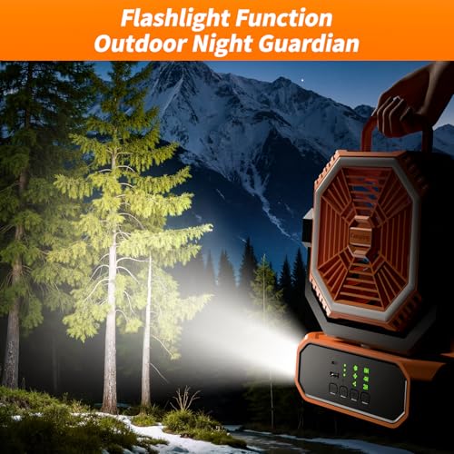 Portable Fan with LED Lantern, 20000mAh Rechargeable Battery, 3 Speeds Y60436