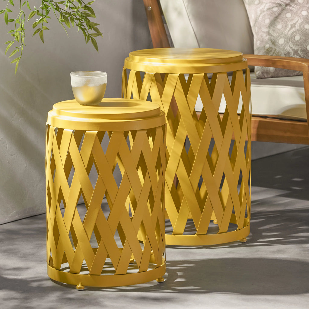 Iron Side Table Set Matte Yellow Z4756