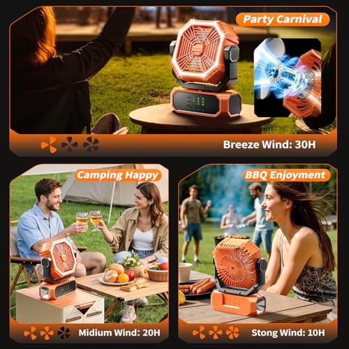 Portable Fan with LED Lantern, 20000mAh Rechargeable Battery, 3 Speeds Y60436
