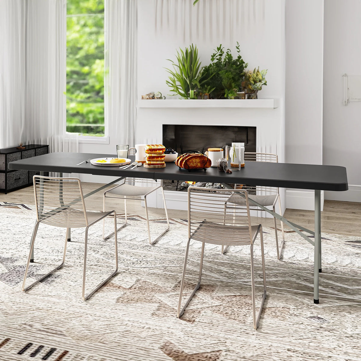 8FT Heavy Duty Folding Table with Carrying Handle, Black G5677