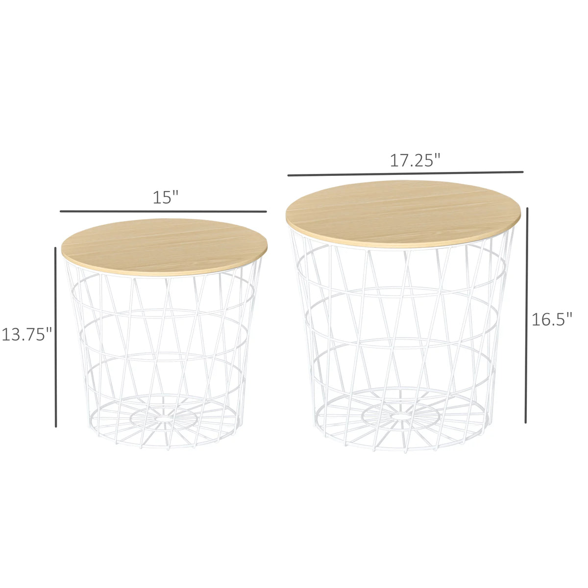 Set of 2 Round Side Tables with Storage V72796
