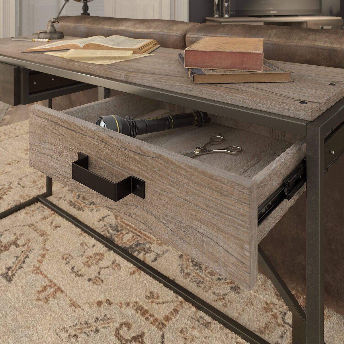 Grey Console Table with Drawers C9112