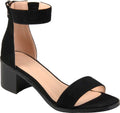 Black Faux Nubuck Ankle Strap Heeled Sandal O94944