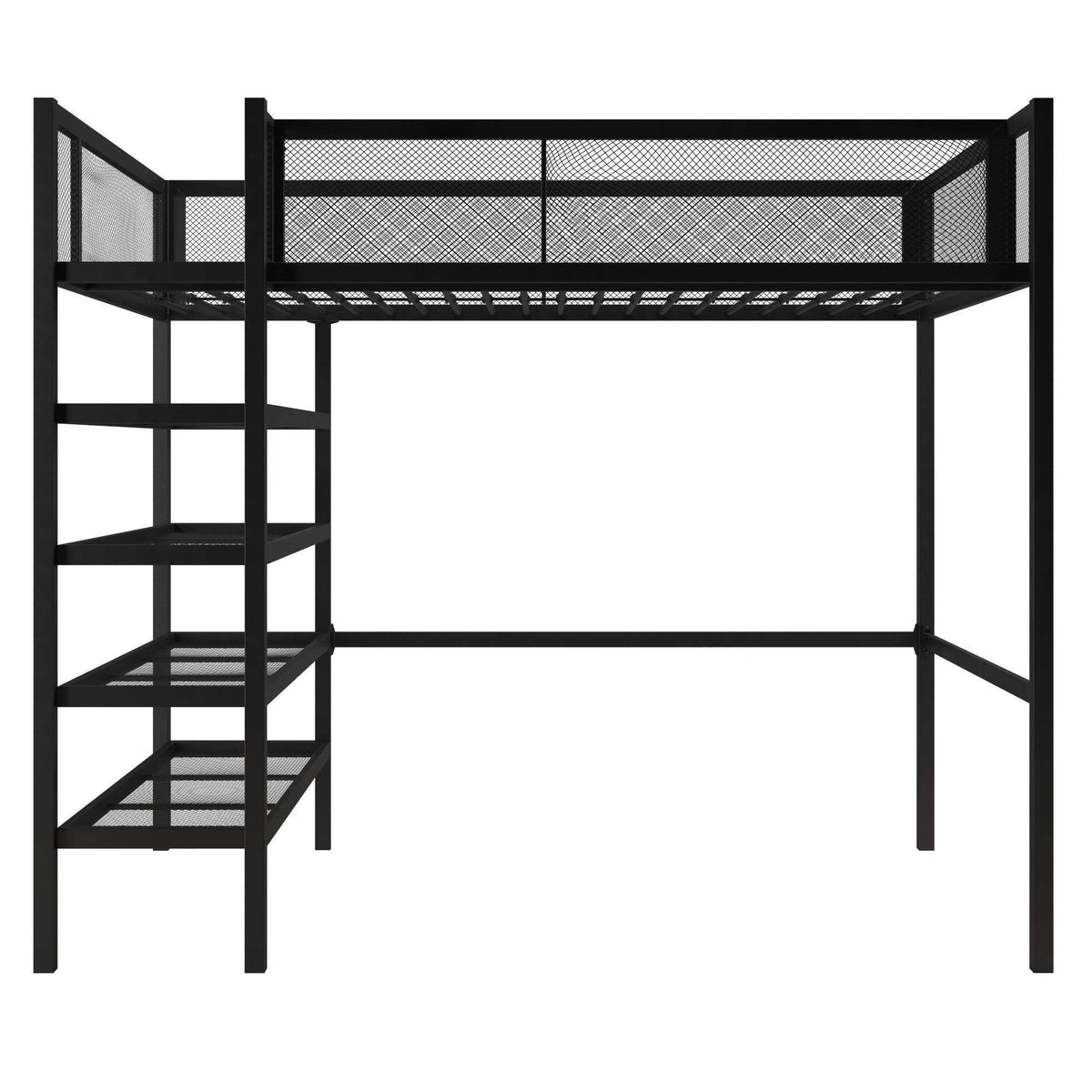 Black Metal Storage Loft with Bookcase F740