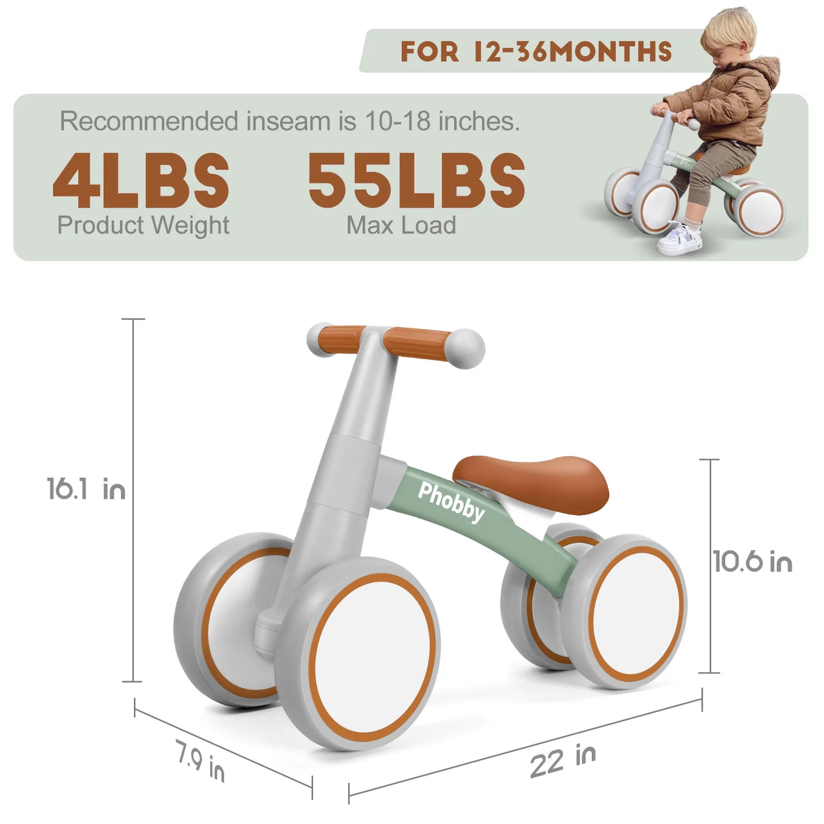 Baby Balance Bike with Adjustable Seat T93391