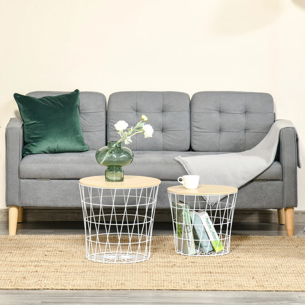 Set of 2 Round Side Tables with Storage V72796