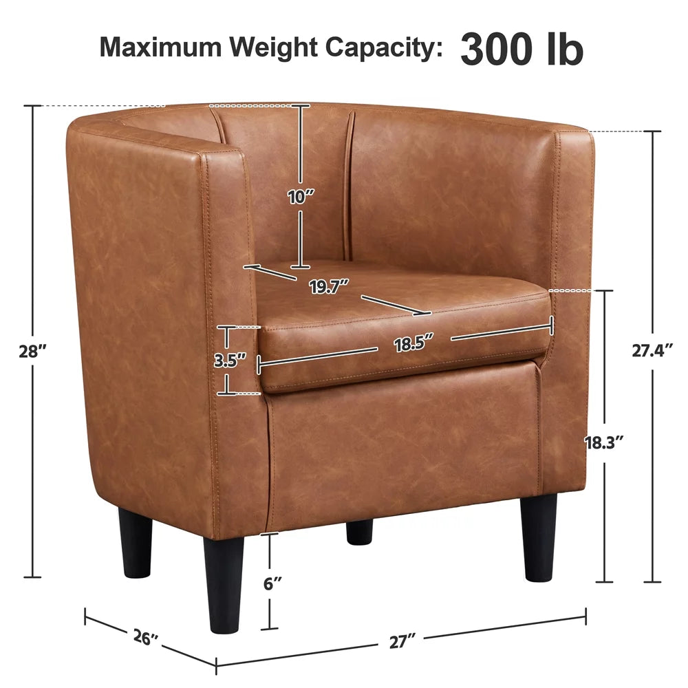 Brown Faux Leather Upholstered Accent Chair E757170