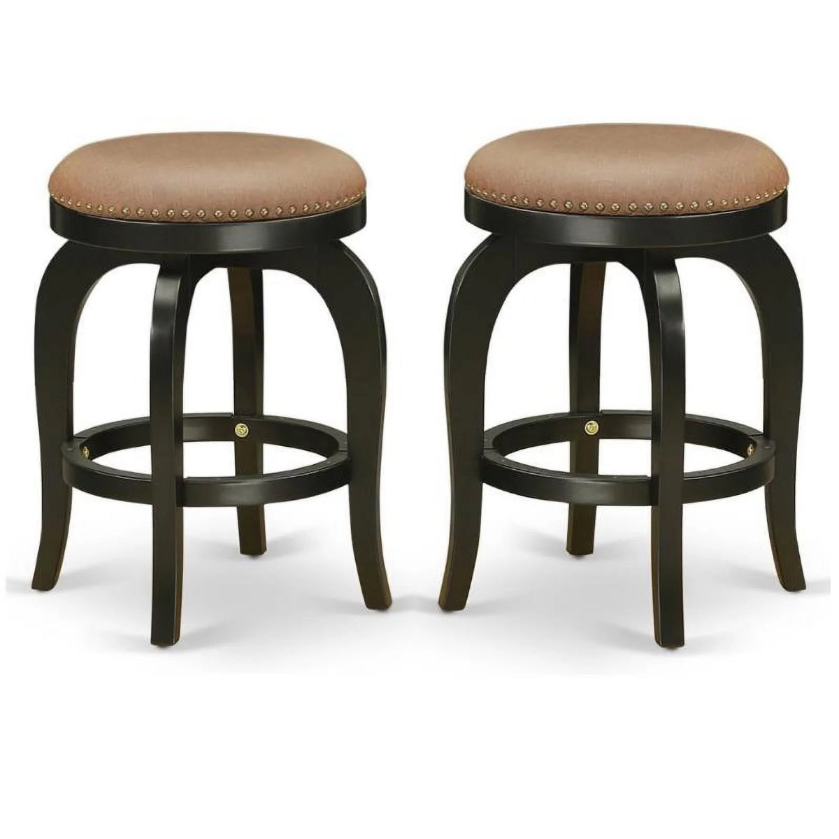24" Wood Swivel Backless Bar Stool Set of 2 C394837