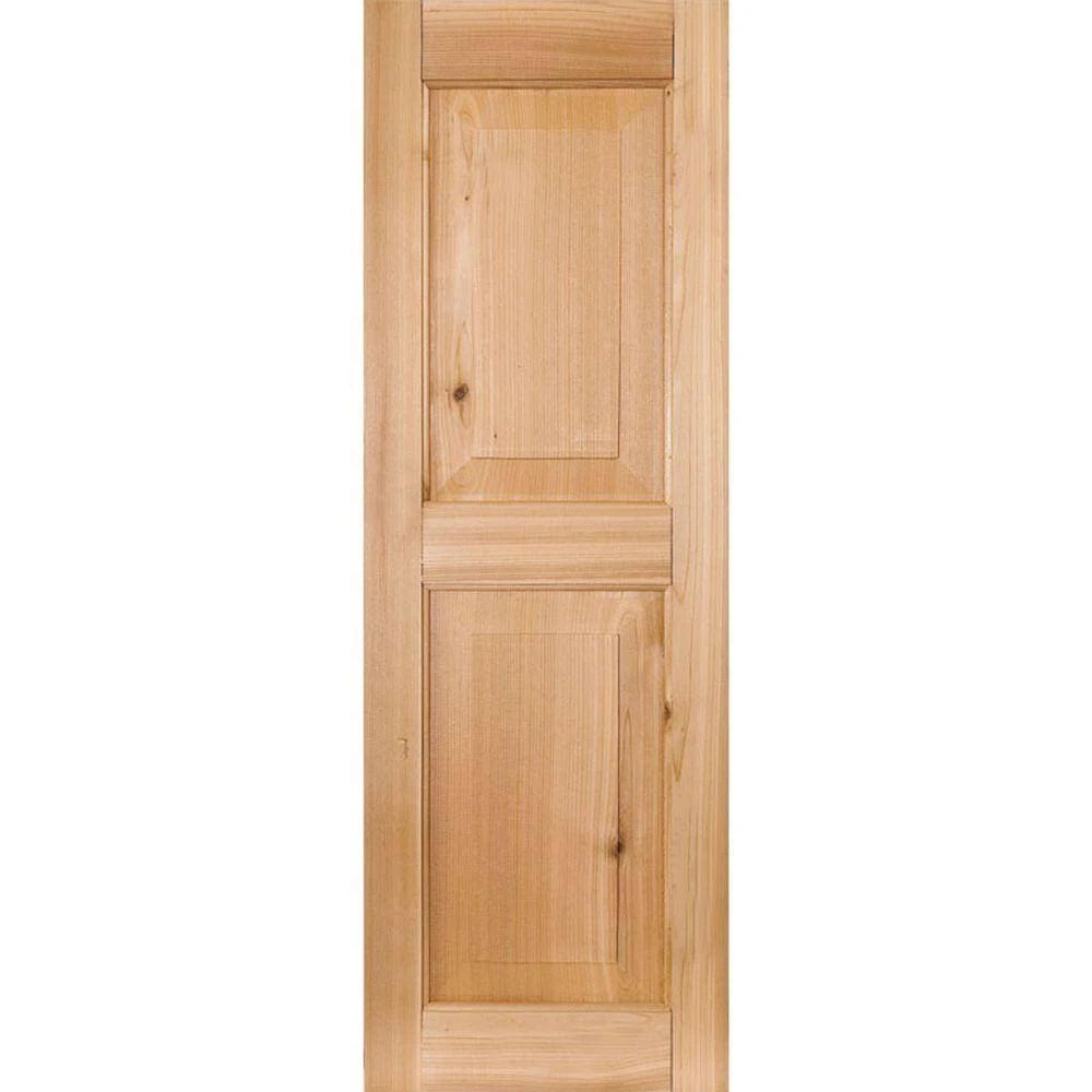 12 in. x 50 in. Real Wood Pine Raised Panel Shutters Pair Unfinished X116