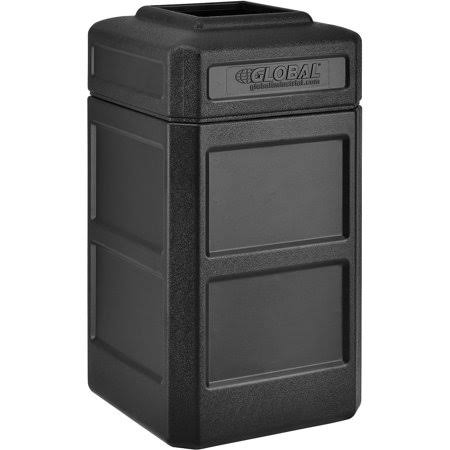 Black 42 Gallon Square Waste Receptacle with Flat Lid B2616