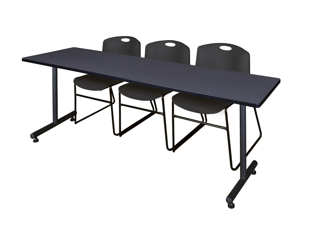 Black Training Table and 2 Stack Chairs R95403