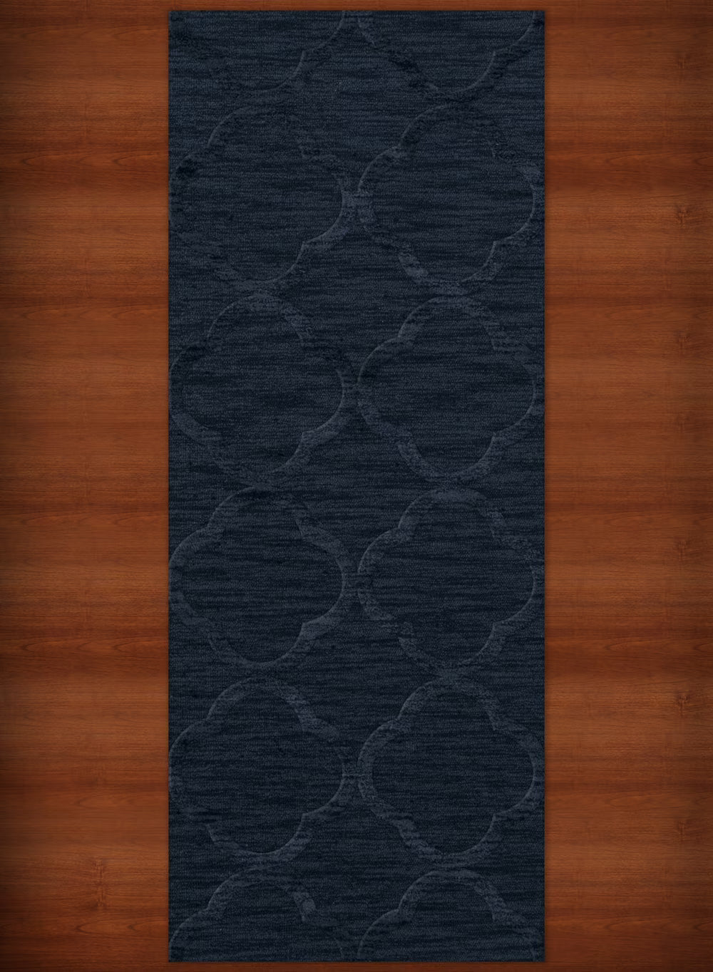 Navy Quaterfoil Trellis Area Rug 2' 6" x 12' Rectangle C705734