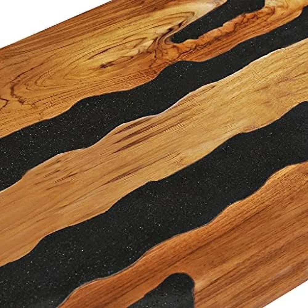 Solid Teak Wood Coffee Table with Lava Stone Decoration L184