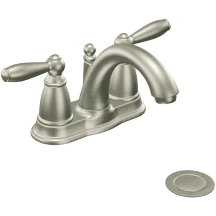 Brushed Nickel Bath Sink Faucet Two Lever Handle Centerset X79316