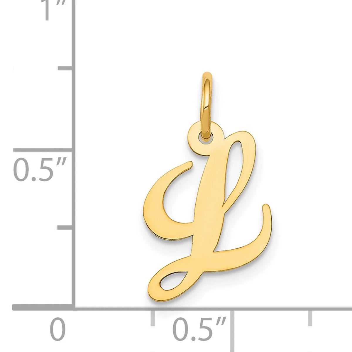 14K Yellow Gold Script Letter L Initial Pendant Charm with Rope Chain Necklace 20'' V495362