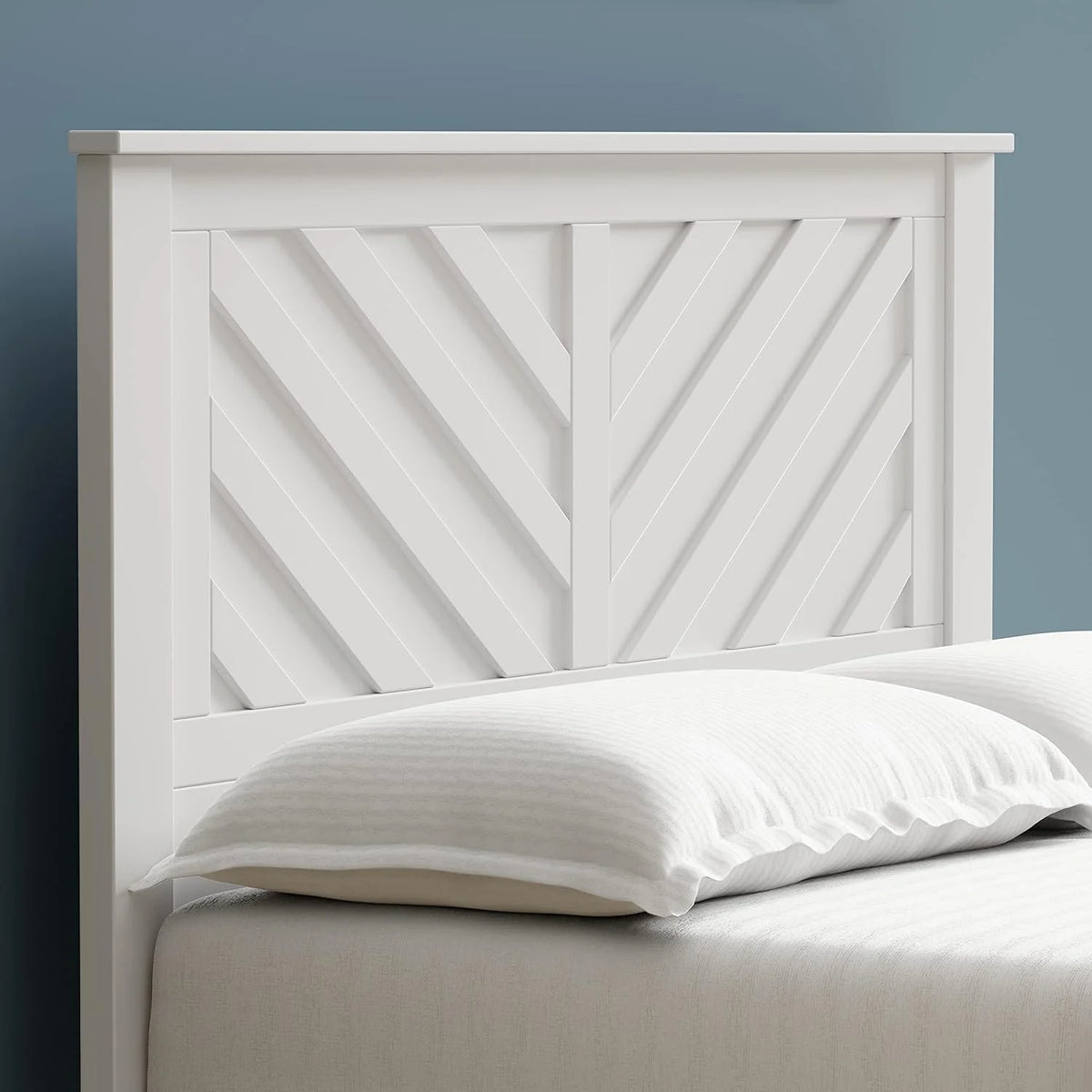White Wood Panel Full Size Headboard Y778927