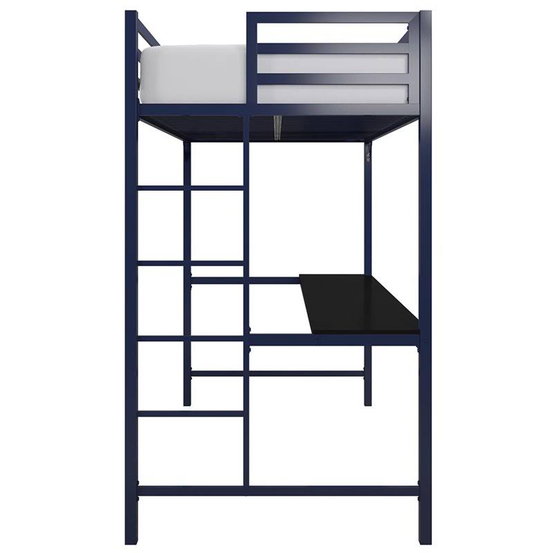 Twin Metal Loft Bed with Desk in Blue N98713