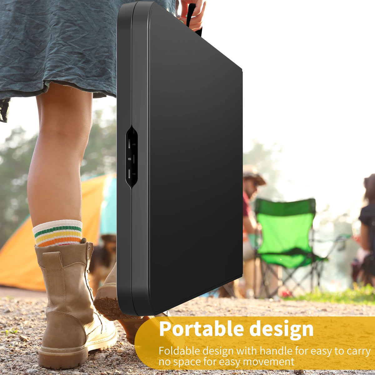 8FT Heavy Duty Folding Table with Carrying Handle, Black G5677