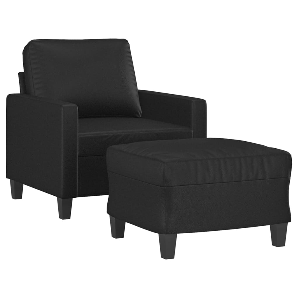 Black Faux Leather Sofa Chair with Footstool Q2470