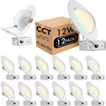 12 Pack 5/6 Inch Gimbal LED Recessed Light, Dimmable, 3000K/4000K/5000K, 12W=110W 1200LM, IC Rated Z249