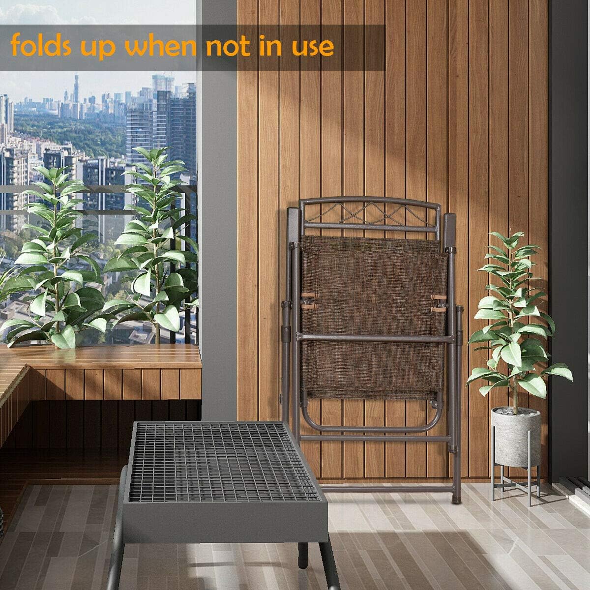 Set of 4 Patio Folding Sling Chairs Steel O4857