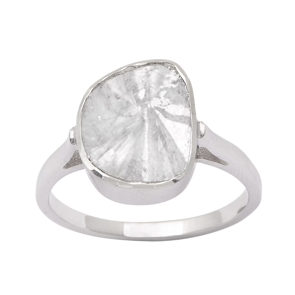 0.70 CTW Natural Slice Diamond Polki Solitaire Ring 925 Sterling Silver R927103