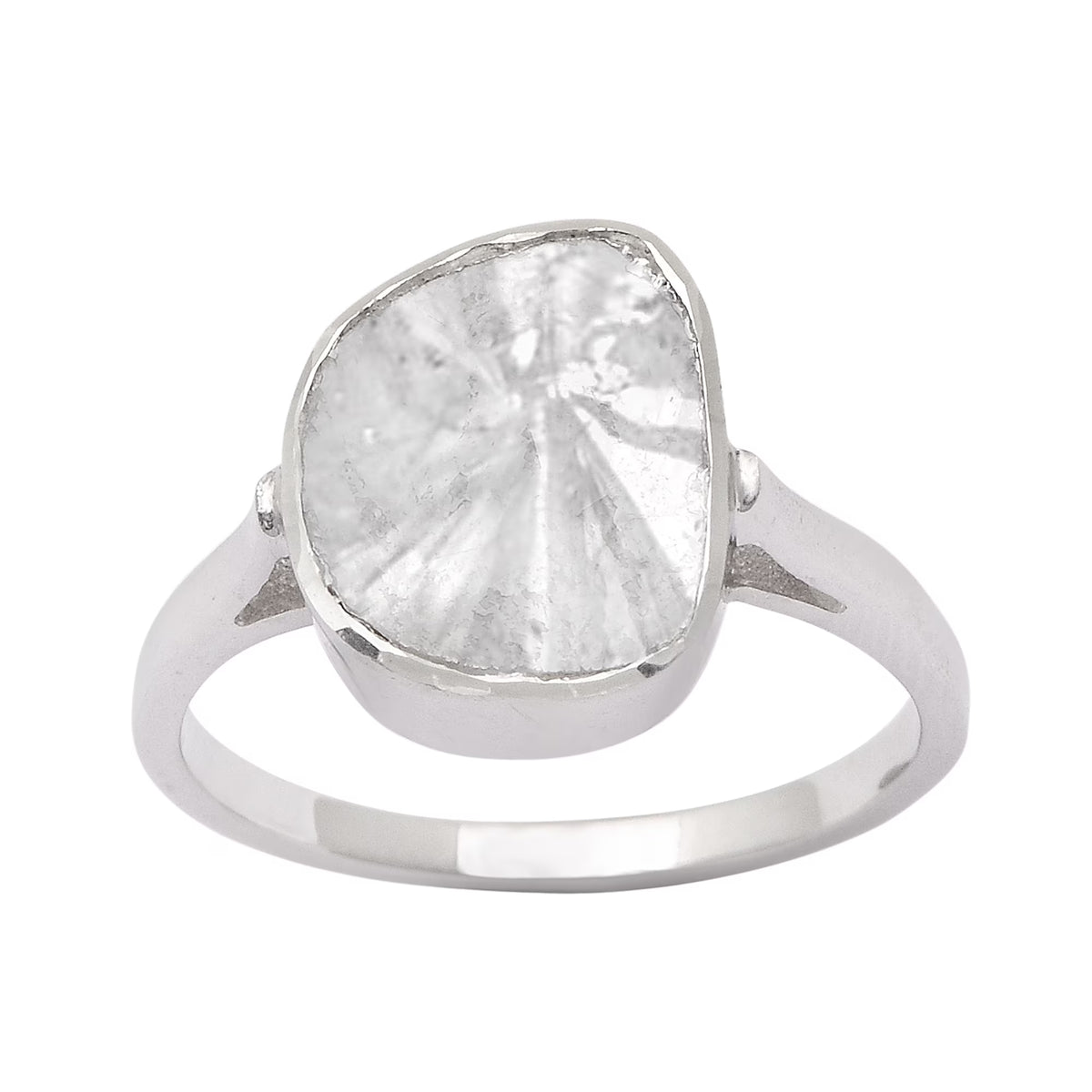 0.70 CTW Natural Slice Diamond Polki Solitaire Ring 925 Sterling Silver R927103