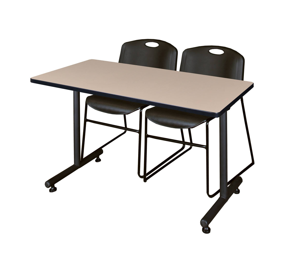 Black Training Table and 2 Stack Chairs R95403
