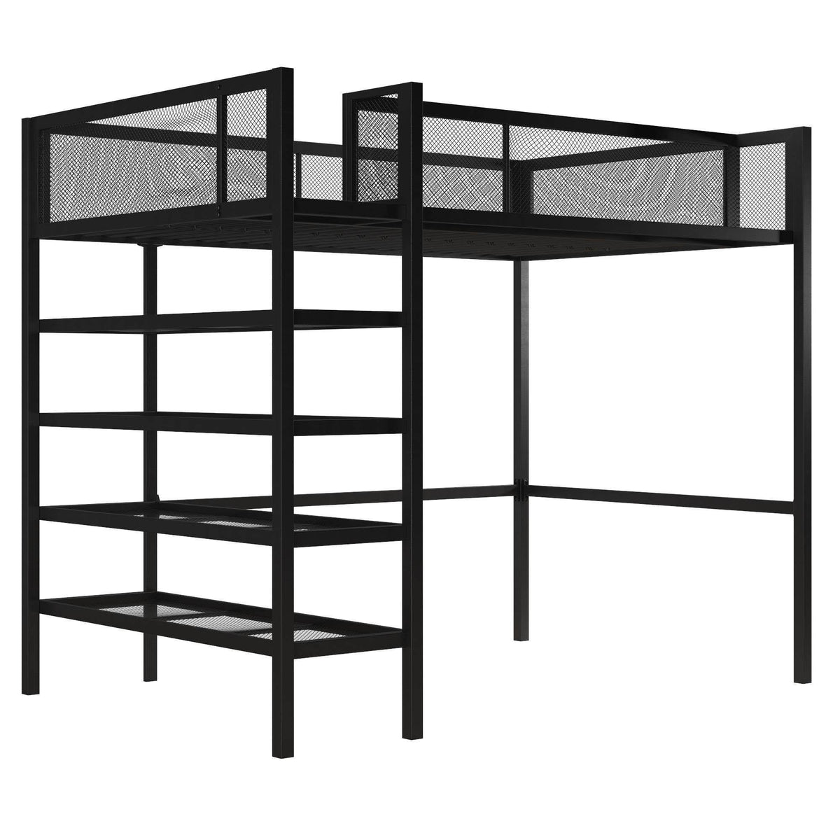 Black Metal Storage Loft with Bookcase F740