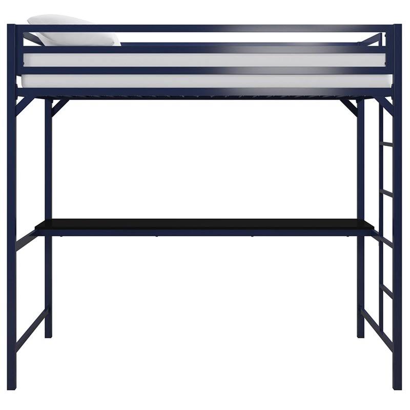 Twin Metal Loft Bed with Desk in Blue N98713
