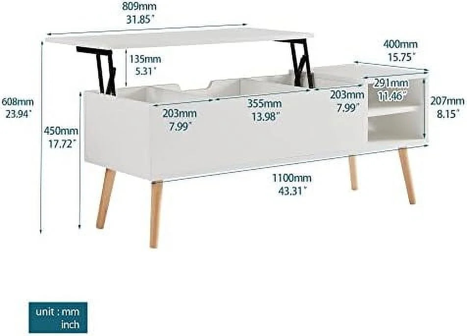 White Lift Top Wood Coffee Table G595