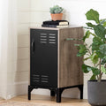 Weathered Oak and Matte Black 1-Door Nightstand U1718