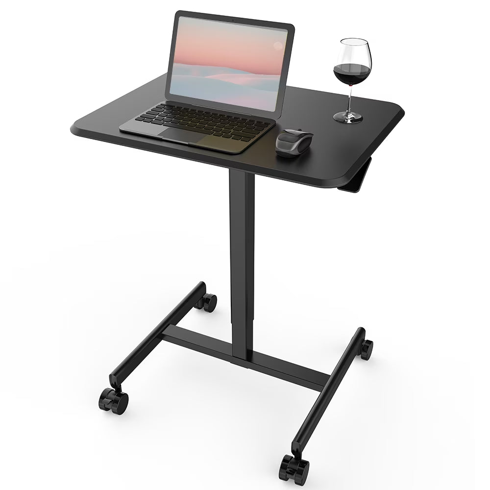 Black Height Adjustable Standing Desk with Lockable Wheels U768534