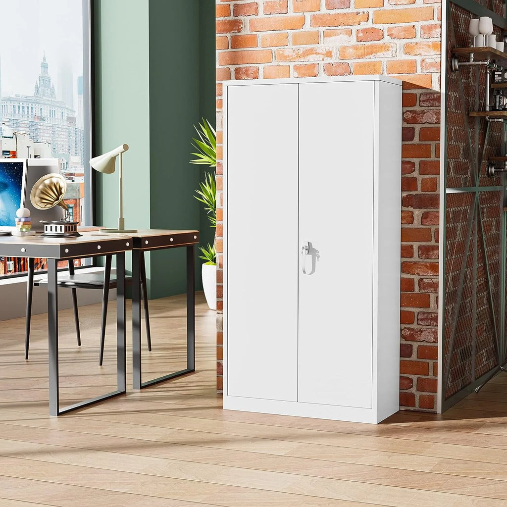 Black Metal Storage Cabinet with Locking Doors and Adjustable Shelves U783892
