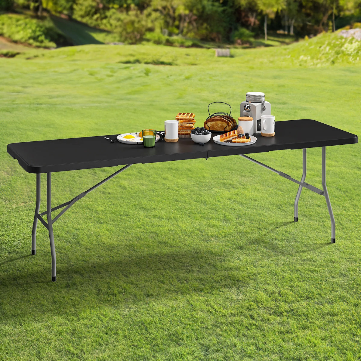 8FT Heavy Duty Folding Table with Carrying Handle, Black G5677
