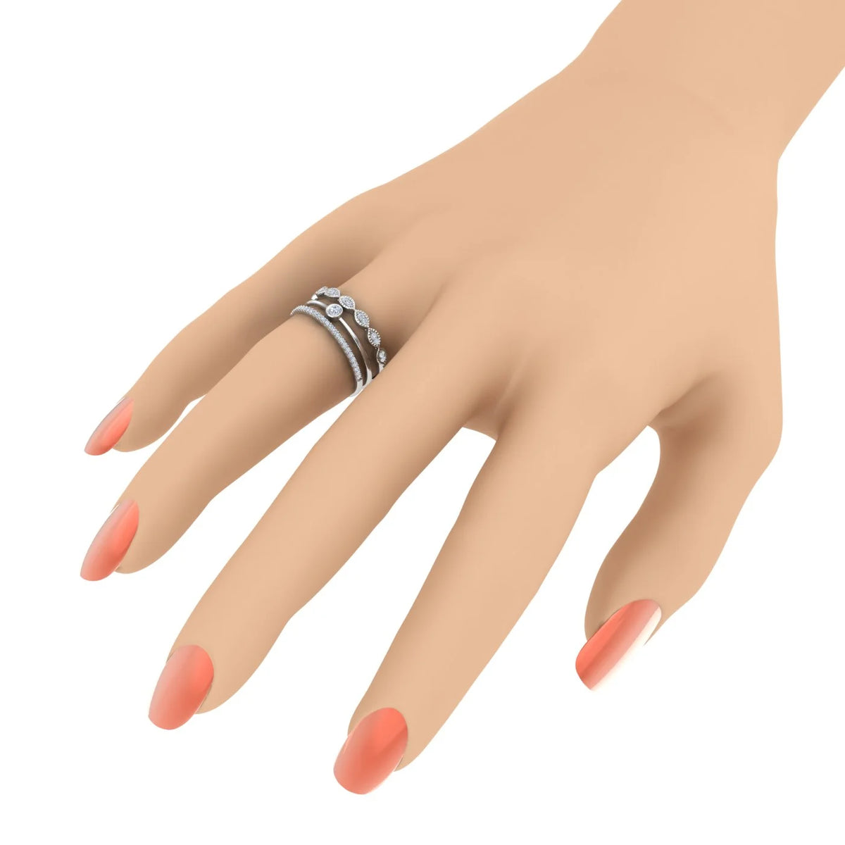 10K White Gold Diamond Stackable Ring K4851