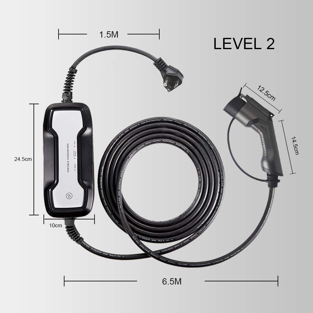 16A Portable EV Charger with NEMA 6-20P Adapter, 100V-240V, SAE J1772 Plug 8m S44514
